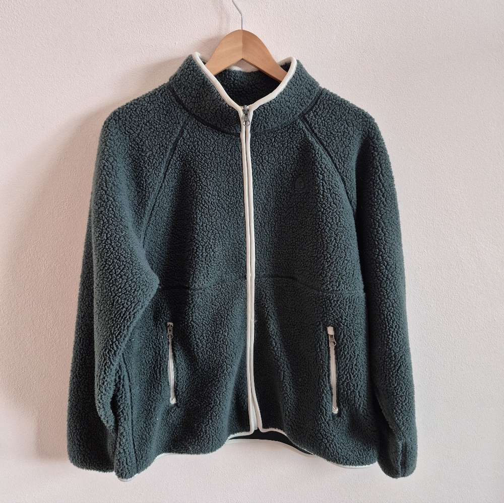 Sierra Designs Dark Green Fleece Zip Up Sweater Large